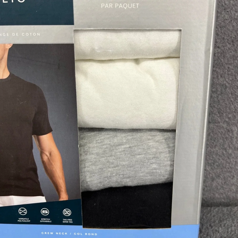 Perry Ellis Portfolio Undershirts Mens XL Multi Crew Neck 4 Pack Cotton Stretch